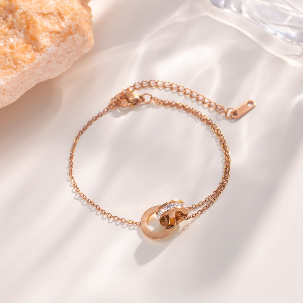 MP-BR-0086 Rose Gold Roman Ring Bracelet - 图片 1
