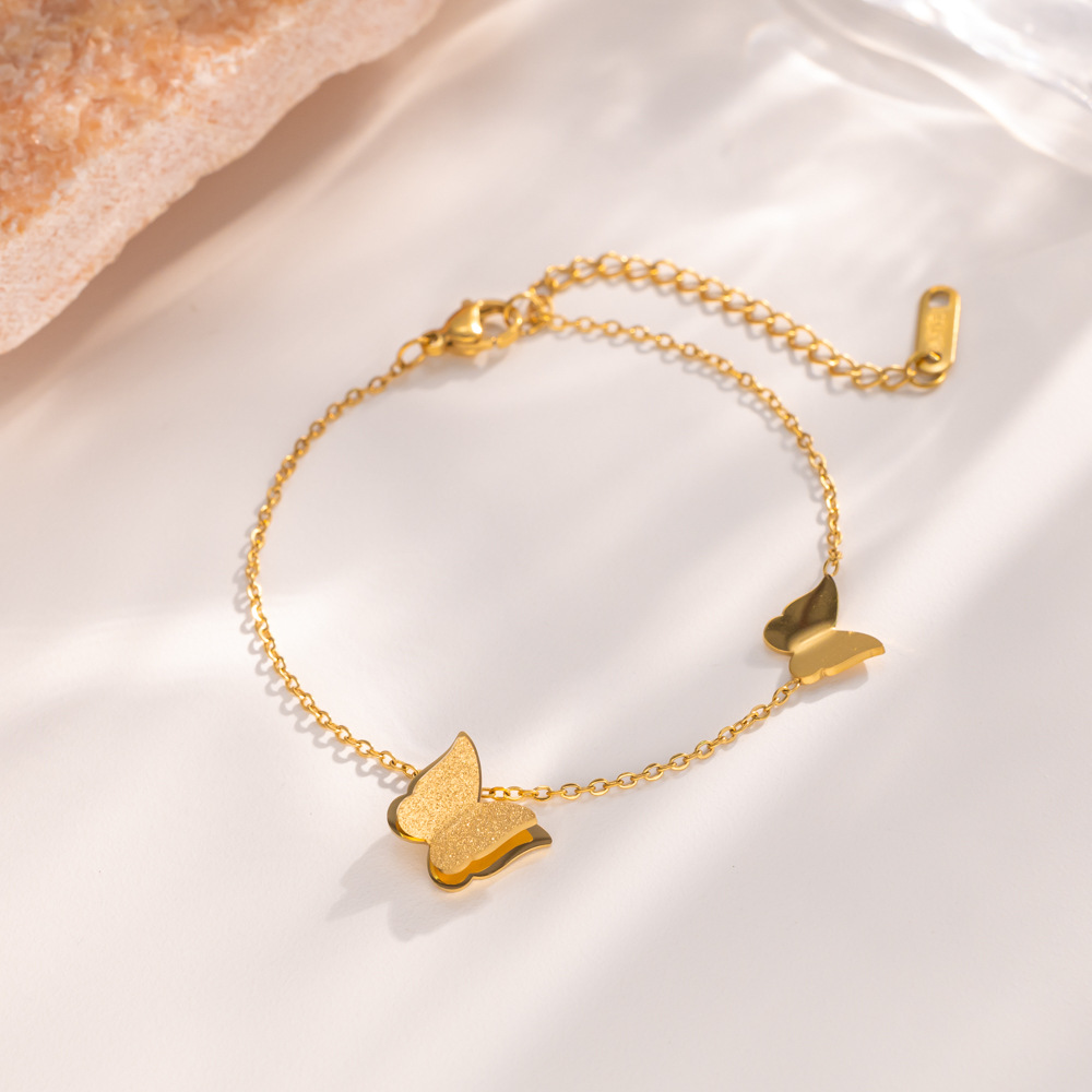 MP-BR-0088 Gold Double Butterfly Bracelet - 图片 1