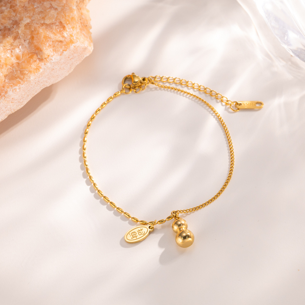 MP-BR-0099 Gold Fortune Gourd Bracelet - 图片 1