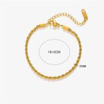 Gold 2mm Twist Chain Bracelet