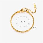Gold 3mm Twist Chain Bracelet