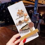 Yellow Crystal 5-Piece Hair Clip Set
