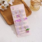 Purple Crystal 6-Piece Hair Clip Set
