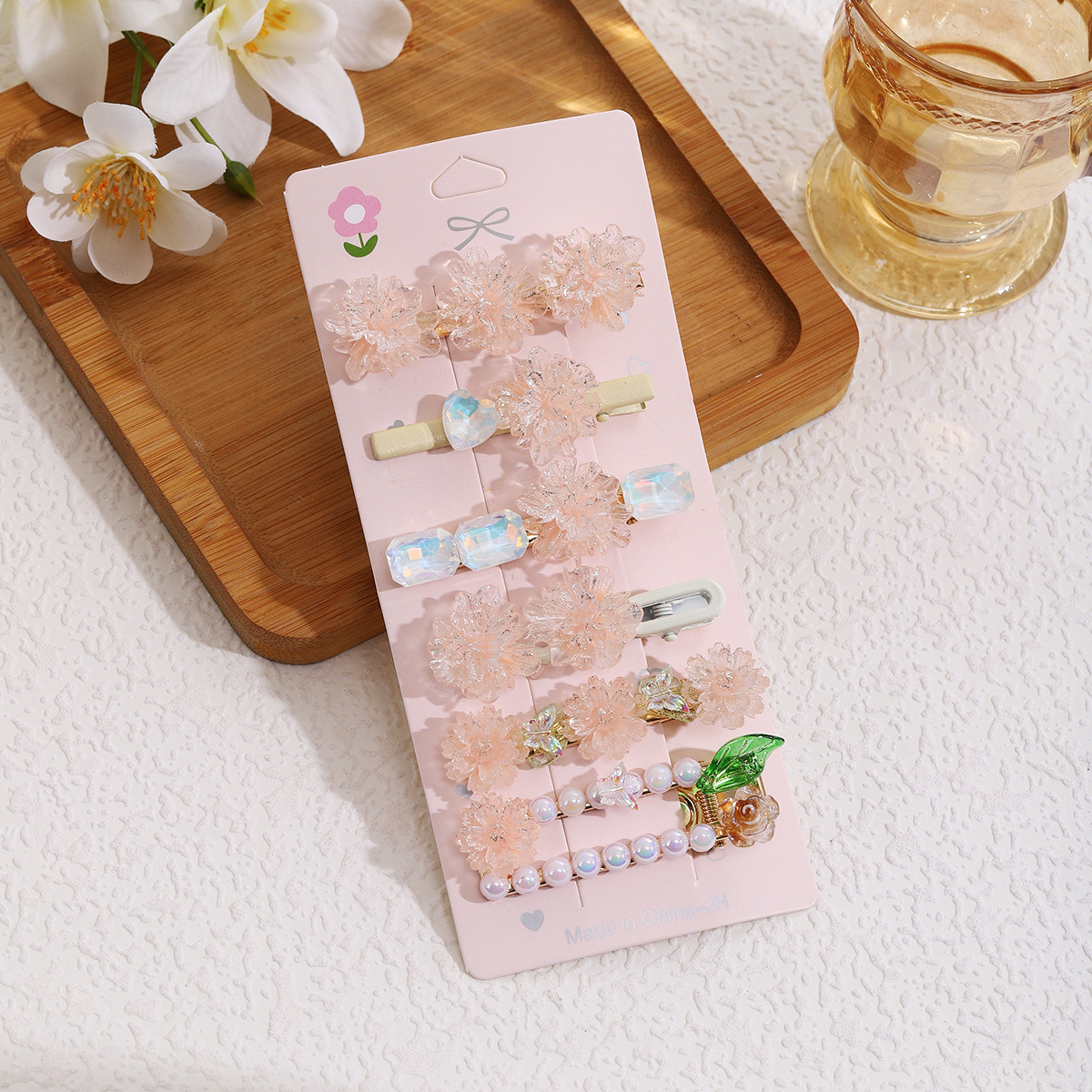 MP-HC-0028 Orange Crystal 6-Piece Hair Clip Set - 图片 1