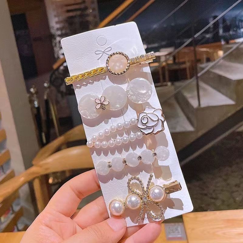 MP-HC-0043 White Camellia 5-Piece Hair Clip Set - 图片 1
