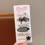 Hello Kitty Black-White Bow 6-Piece Hair Clip Set