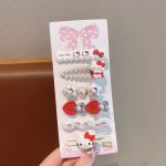 Hello Kitty Pearl Red-White 6-Piece Hair Clip Set