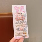 Hello Kitty Flower Pink-White 6-Piece Hair Clip Set
