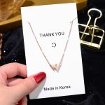 Rose Gold Double V Letter Necklace