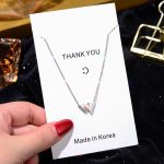 Silver Double V Letter Necklace