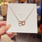 Rose Gold Double Ring Heart Necklace
