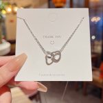 Silver Double Ring Heart Necklace