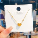 Gold Pearl Heart Necklace
