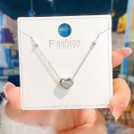 Silver Pearl Heart Necklace