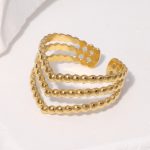 Gold Knuckle Ring Stainless Steel Ring JR335-G7