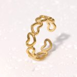 Gold Flat Band Stainless Steel Ring JR408-G7