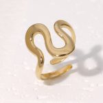 Gold Curved Ring Stainless Steel Ring JR412-G7
