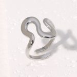Silver Curved Ring Stainless Steel Ring JR412-S7