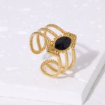 Gold Beaded Ring Stainless Steel Ring JR471-GD