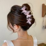Orange-Pink Butterfly 13cm Hair Claw Clip