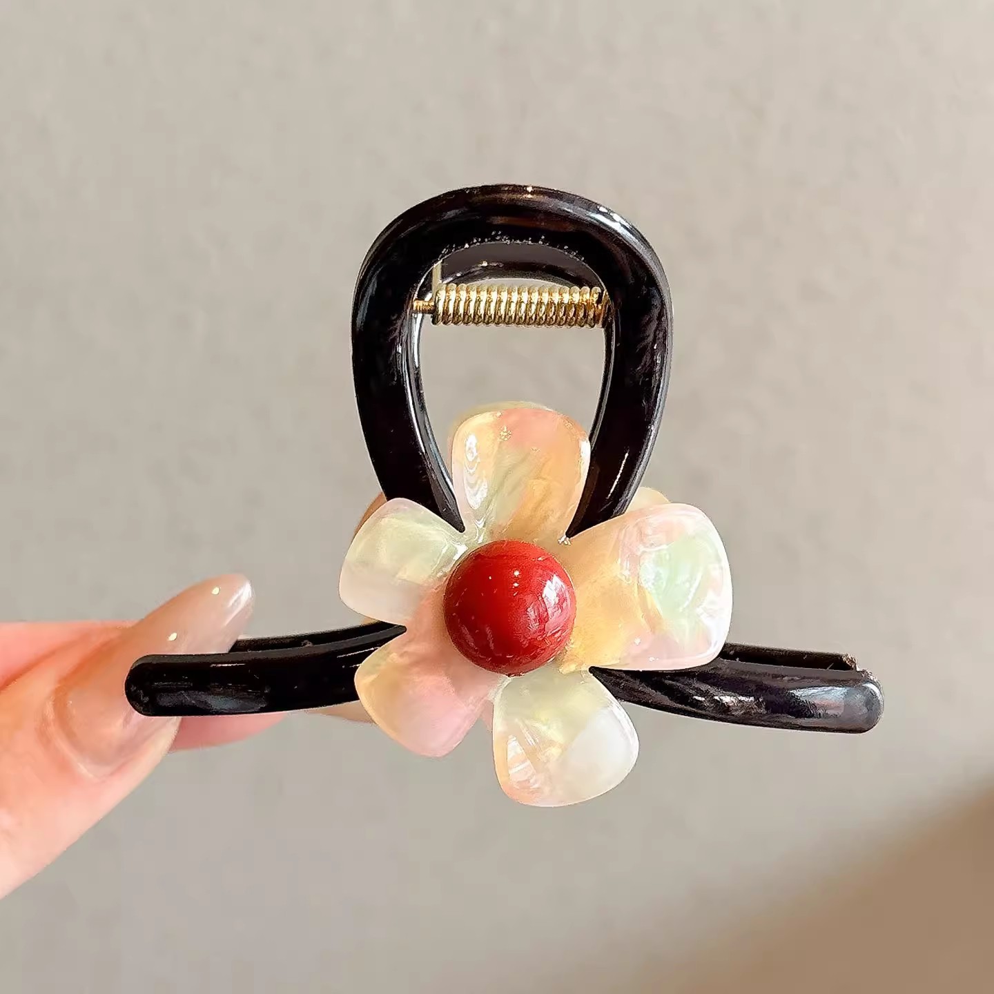 MP-SHARK-0015 Rainbow Flower 8cm Hair Claw Clip - 图片 1