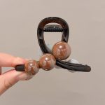Tea-Tint Dark Coffee Pearl 8cm Hair Claw Clip