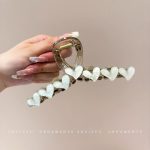 Gray-Green Heart 13cm Hair Claw Clip