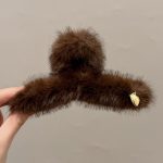 Dark Coffee Plush 13cm Hair Claw Clip
