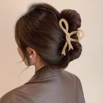 Khaki Bow 11cm Hair Claw Clip