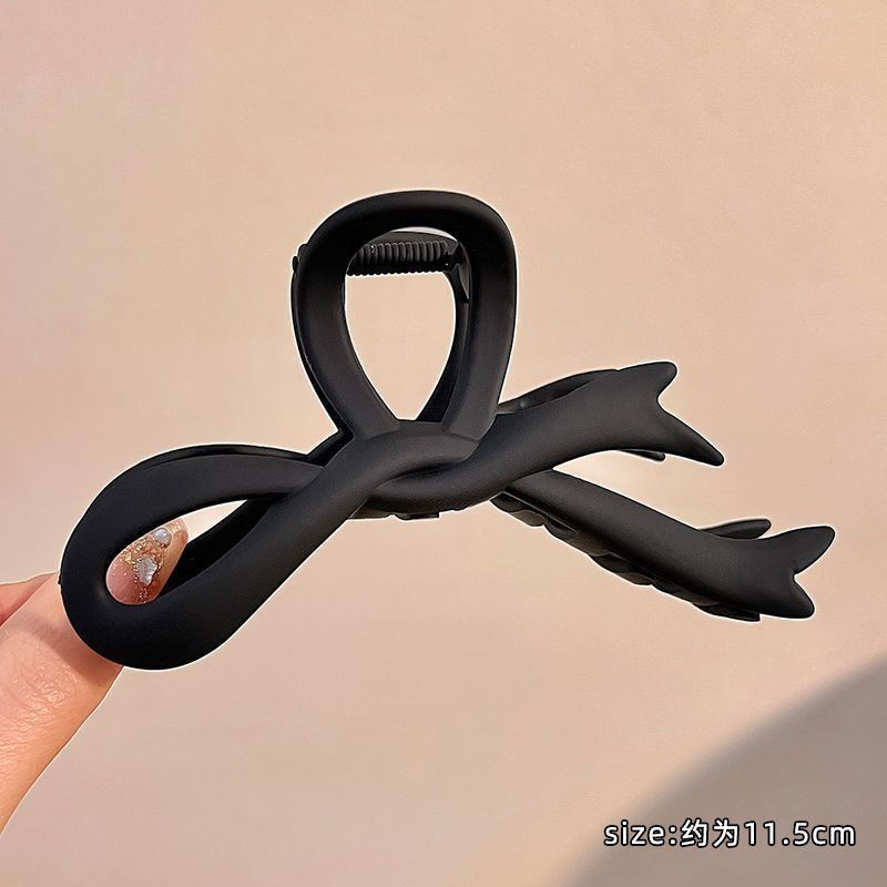 MP-SHARK-0138 Matte Black Bow 11cm Hair Claw Clip - 图片 1