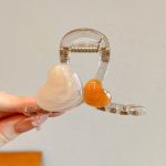 Clear Coffee Heart 8cm Hair Claw Clip