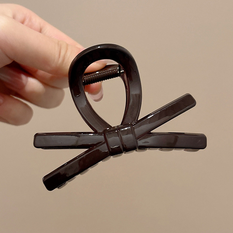 MP-SHARK-0146 Chocolate Bow 8cm Hair Claw Clip - 图片 1