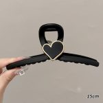 Matte Black Heart 15cm Hair Claw Clip