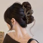 Coffee Ribbon 13cm Hair Claw Clip