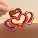 Pink-Purple Heart 9cm Hair Claw Clip