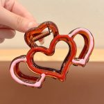 Red-Pink Heart 9cm Hair Claw Clip