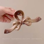 Coffee Bow 12.5cm Hair Claw Clip