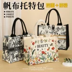Laminated Canvas Tote Bag - Waterproof Large Capacity Shopping & Beach Bag