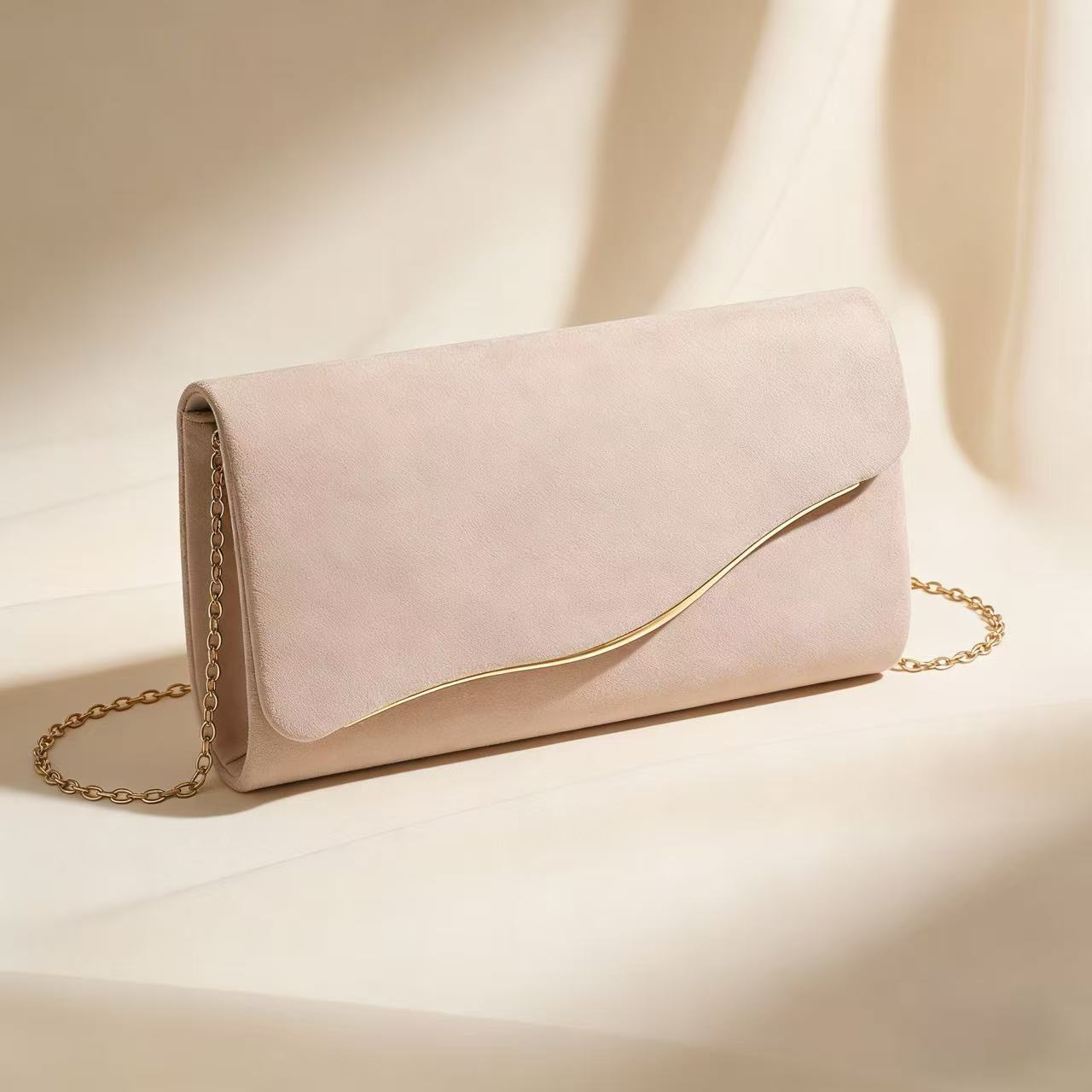 clutch_0 Faux Suede Evening Party Clutch Bag for Women - Luxury Wedding Cocktail Dance Bag - 图片 1