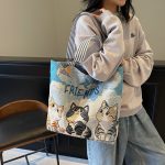 Embroidered Canvas Single Shoulder Bag for Women - Korean Cute Casual Handbag