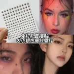 Fake Eyebrow Lip Nose Piercing Stickers - No-Pierce Silver Metal Face Gems for Makeup - 165pcs Sheet