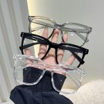 Fashion Oval Eyeglasses Frames for Women - Korean Style Slim Face Optical Glasses with Flat or Blue Light Lenses