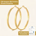 14K Gold Plated Large Hoop Earrings for Women - Fashion Geometric Circle Earrings - Lightweight Stylish Hoops