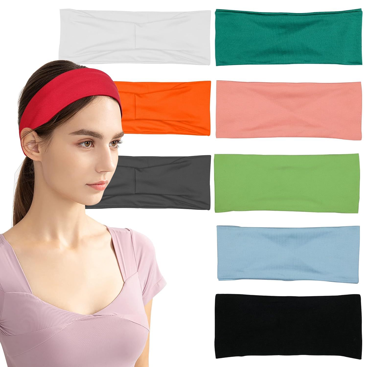 headband-1 Elastic Sports Headband - 22 Colors Cotton Sweatband for Yoga, Running & Gym - 图片 1