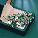 Vintage Leaf Crystal Brooch Pin - Fashion Rhinestone Flower Brooch for Women