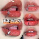 No-Pierce Fake Lip Ring - Titanium Steel Lip Clip-On Stud for Women - Fashion Punk Lip Hoop 13 Styles