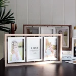 Creative Wooden Photo Frame Display - 6-Inch Rotating Multi-Picture Collage Frame for Home Decor