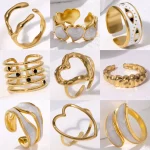 Titanium Steel Open Rings Collection - Fashion Minimalist Geometric Rings for Women - Hypoallergenic Adjustable