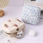 Corduroy Multi-Purpose Storage Pouch - Sanitary Pad / Earbud / Cable Organizer Bag