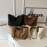 Large Capacity Woven Tote Bag for Women - Retro Versatile Single Shoulder Handbag Korean Style
